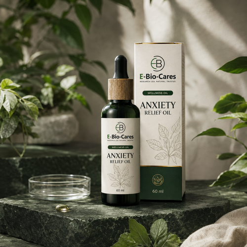 Bio Head Oil bottle and box in a premium botanical still life