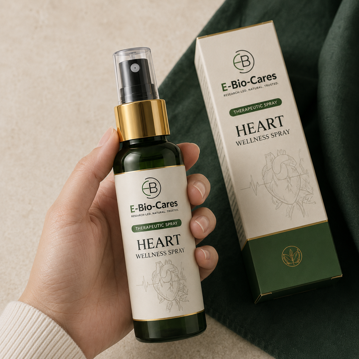 Bio Heart Spray bottle held in hand