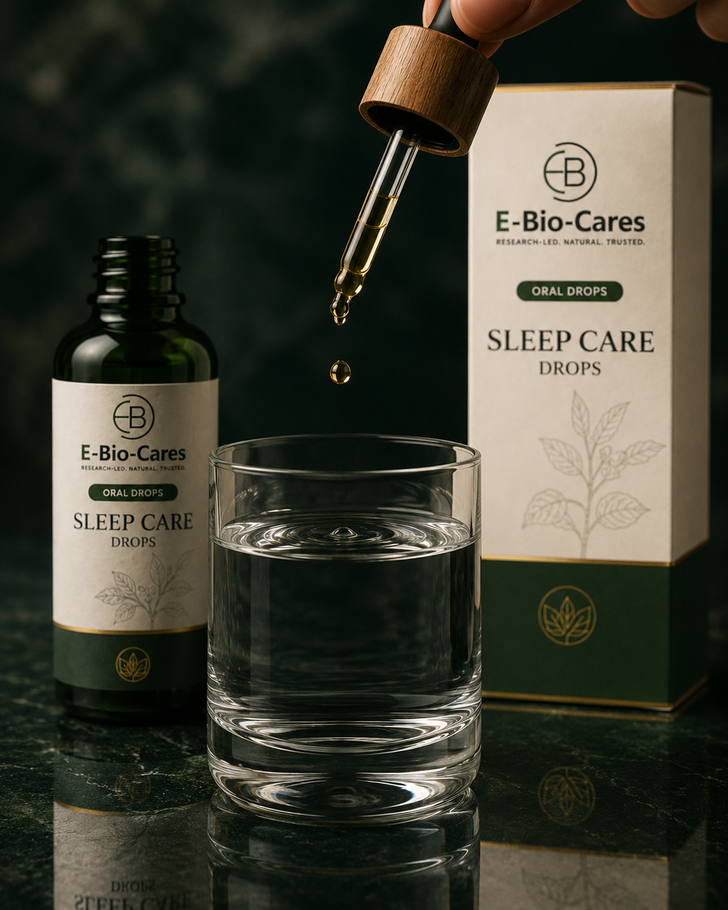 Bio Sleep Care Drops dropper above water